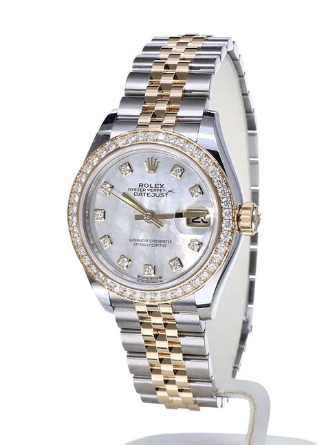 rolex mother of pearl dial with diamonds|Rolex 28mm datejust.